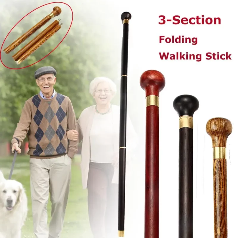86.5Cm 3-delige Sandelhout Wandelstok Crosier Kruk Rietpersoneel Handvat Wandelstok Ashplant Met Tas Voor Oudere Man
