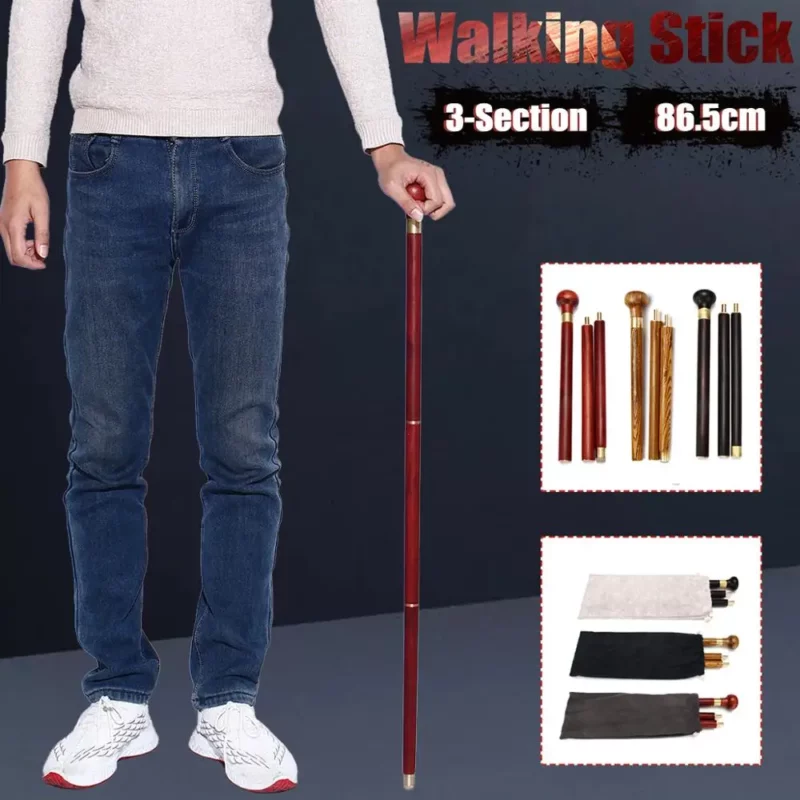 86.5Cm 3-delige Sandelhout Wandelstok Crosier Kruk Rietpersoneel Handvat Wandelstok Ashplant Met Tas Voor Oudere Man - Image 5