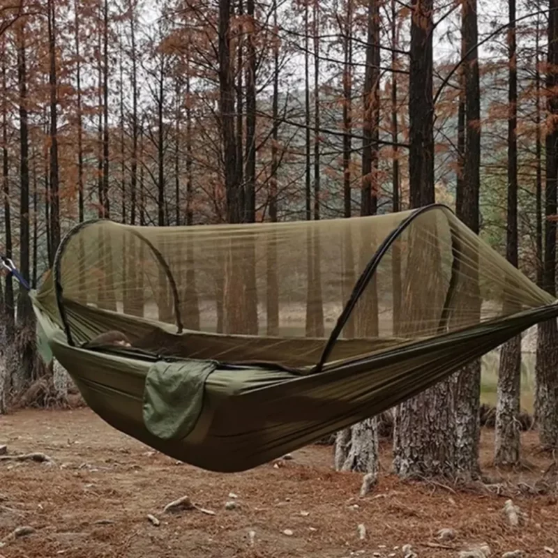 Outdoor Camping Hangmat Met Klamboe Lichtgewicht Hangmatten Hoge Sterkte Parachute Stof Opknoping Bed Netto 250x120cm