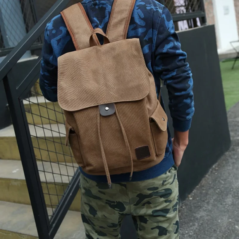 Nieuwe Hoge Kwaliteit Canvas Mannen Rugzak Grote Schouder Schooltas Rugzak Voor Jongens Reizen Mode Camping Tassen Mode Eenvoudige Tassen - Image 3