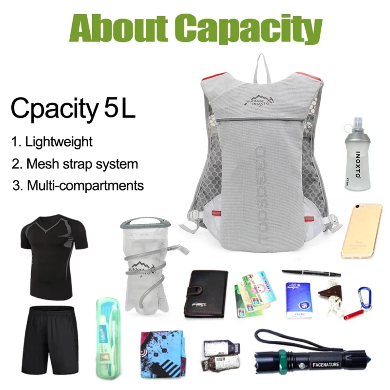 Outdoor Trail Running 5L Ultralight Rugzak Hydratatie Jogging Vest Mannen Ademend Marathon Fietstas Waterfles 500ML - Image 2