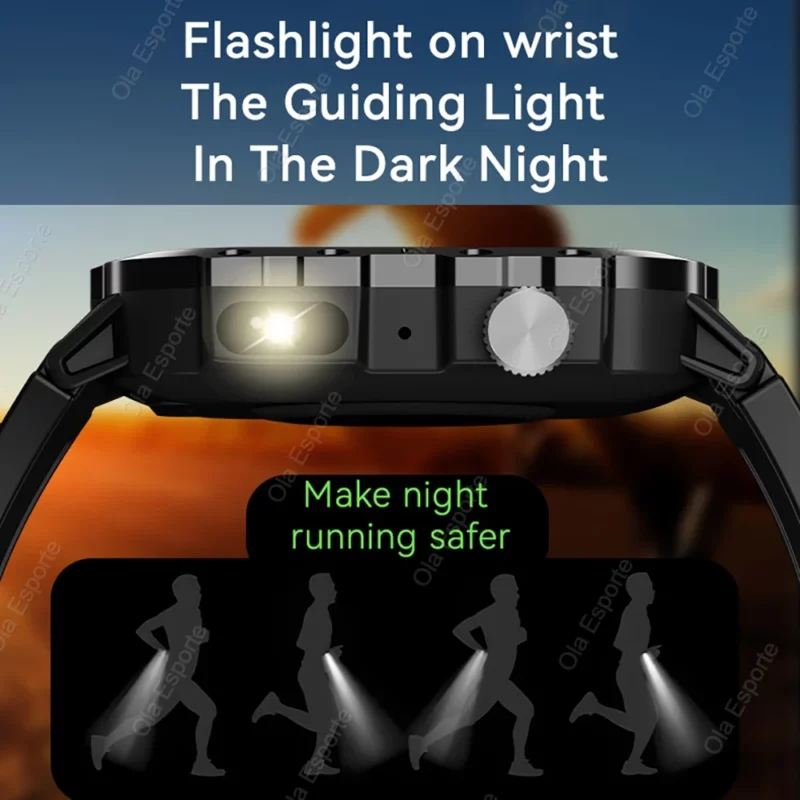 Nieuw Voor Huawei Xiaomi Militaire GPS Smart Horloge Mannen Zaklamp Kompas Waterdichte Outdoor Sport Tracker Bluetooth Oproep Smartwatch - Image 5