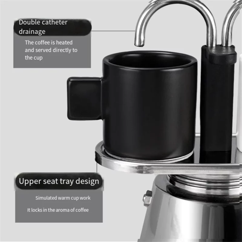 Moka Pot Dubbele Kop Roestvrijstalen Mokka Koffiepot Italiaanse DIY Conduit Koffiezetapparaat Moka Koffiezetapparaat Keukengereedschap - Image 6
