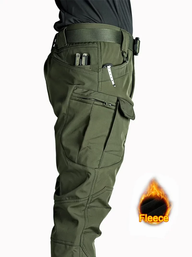 5XL 6XL Flap Pocket Heren Fleece Cargobroek met rechte pijpen, losse casual tactische broek, herenwerkbroek voor wandelen, klimmen