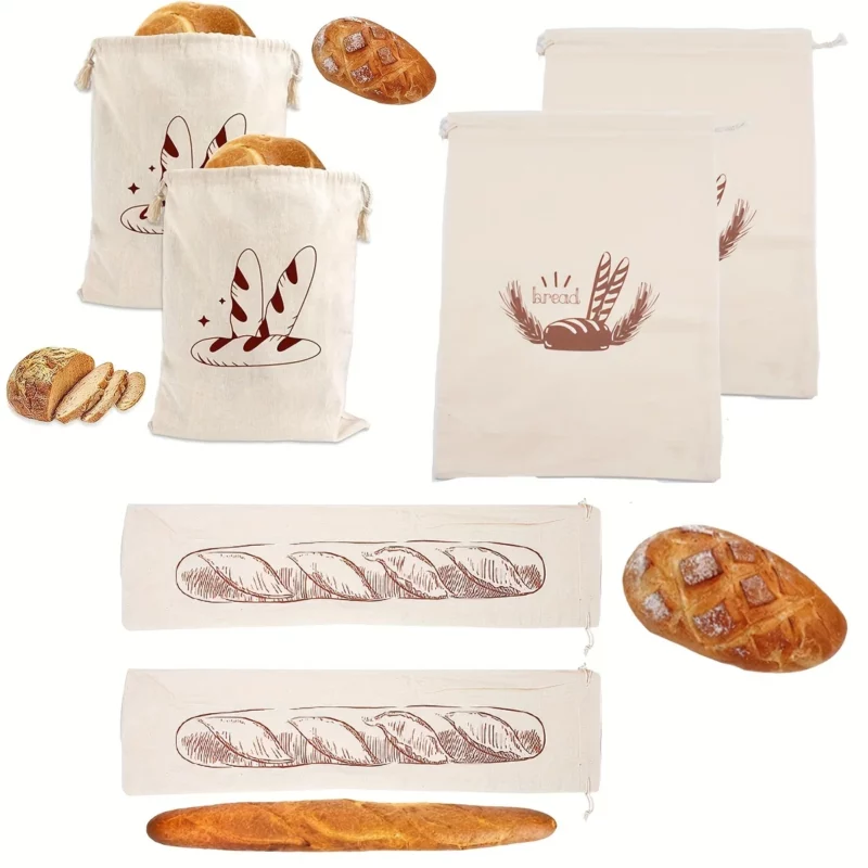 Linnen broodzak Herbruikbare stokbrood Katoenen opbergtas met trekkoord Brood Zelfgemaakt brood Fris Eco-vriendelijk Houden voor stokbrood - Image 2