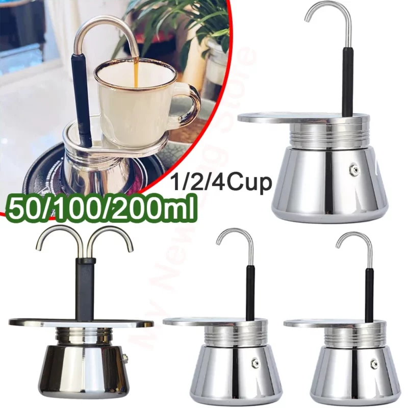 Moka Pot Enkele/Dubbele Buis 304 Roestvrijstalen Koffiepot Italiaanse Koffiepot Espresso Mini Handgiet Koffiepot Keuken Tool - Image 9