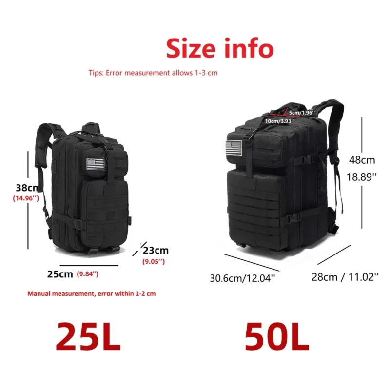 25L/50L 1000D Nylon Waterdichte Trekking Vissen Jacht Tas Rugzak Outdoor Rugzakken Tactische Sport Camping Wandelen - Image 2