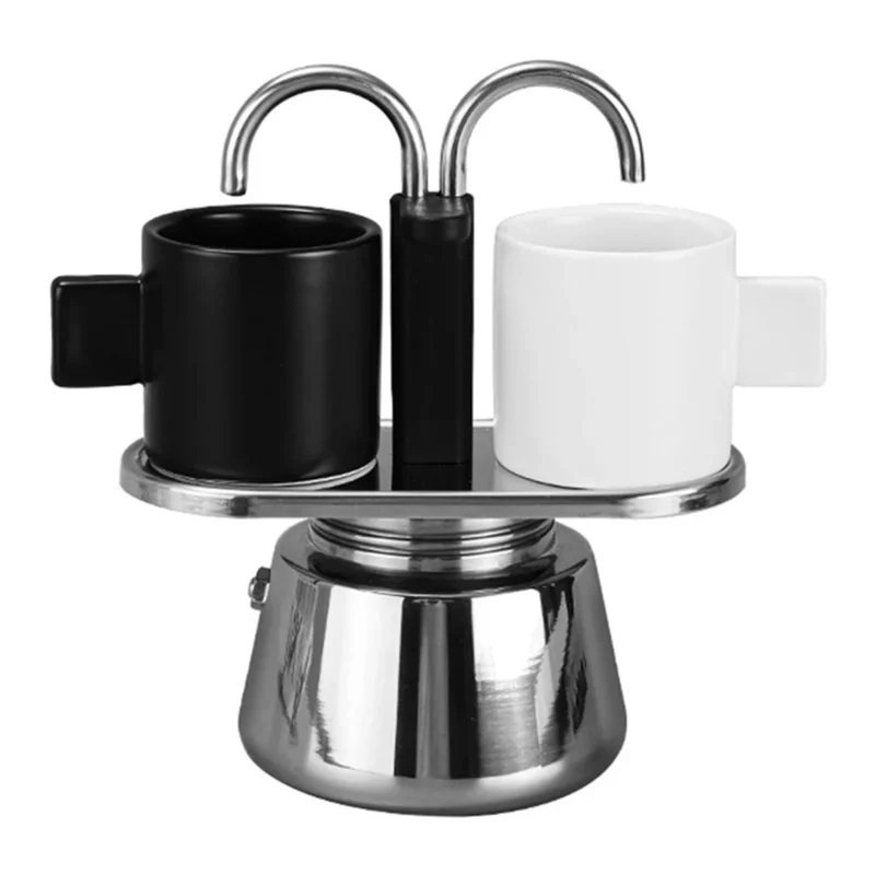 Moka Pot Dubbele Kop Roestvrijstalen Mokka Koffiepot Italiaanse DIY Conduit Koffiezetapparaat Moka Koffiezetapparaat Keukengereedschap - Image 8
