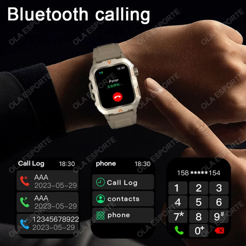 Nieuw Voor Huawei Xiaomi Militaire GPS Smart Horloge Mannen Zaklamp Kompas Waterdichte Outdoor Sport Tracker Bluetooth Oproep Smartwatch - Image 3