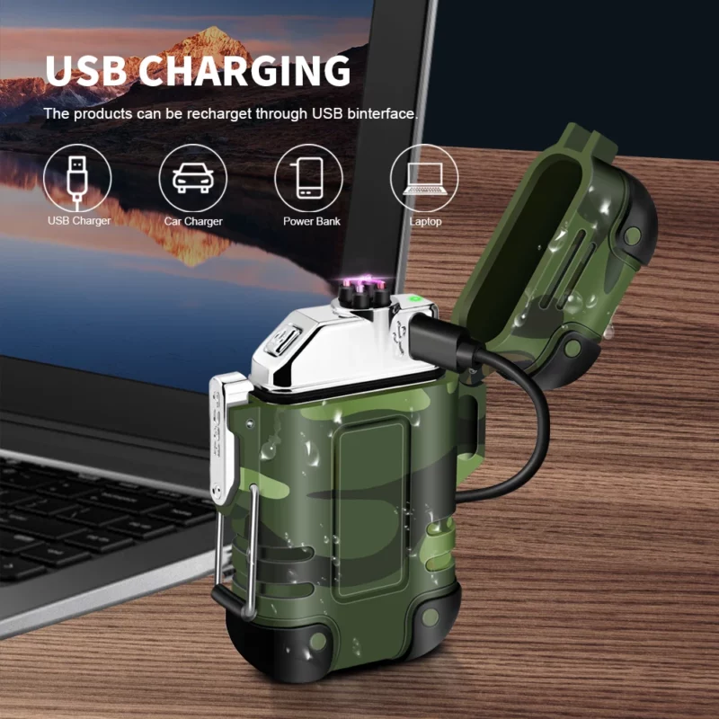 Waterdichte USB-oplaadbare elektrische aansteker Dual Arc-aansteker Vlamloze plasma-aansteker Outdoor Wandelen Camping Roken Accessoires - Image 4
