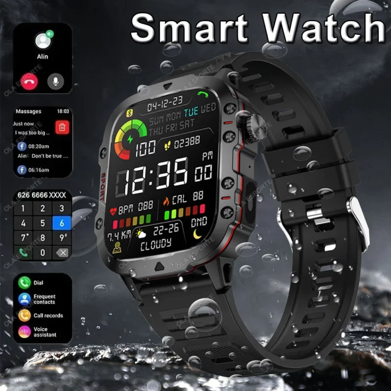Nieuw Voor Huawei Xiaomi Militaire GPS Smart Horloge Mannen Zaklamp Kompas Waterdichte Outdoor Sport Tracker Bluetooth Oproep Smartwatch