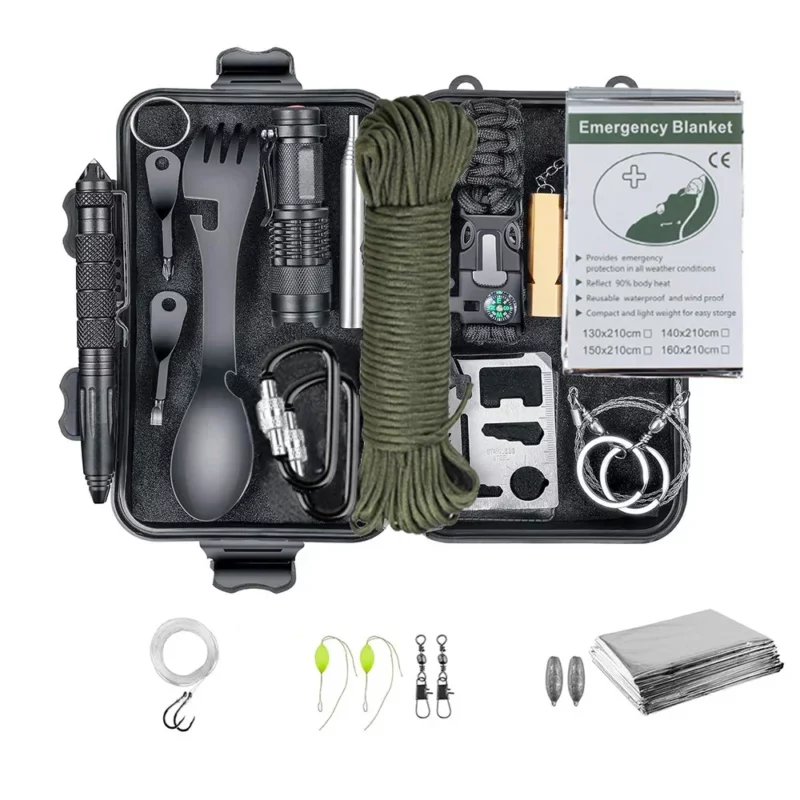 Professionele noodoverlevingskit Uitrusting Camping Multifunctionele tactische verdedigingsapparatuur EHBO SOS Wilderness Adventure