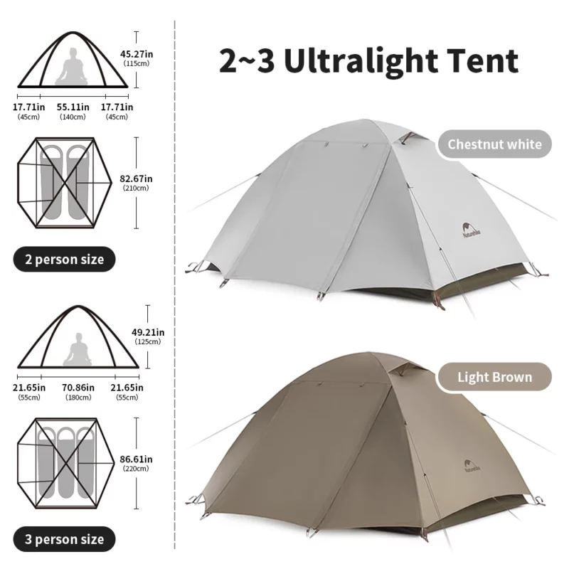 Naturehike Campingtent 2-3 personen Waterdicht UPF50+ Campingtent Buiten Ultralicht Draagbaar Wandelen Trekking Zonwering - Image 2