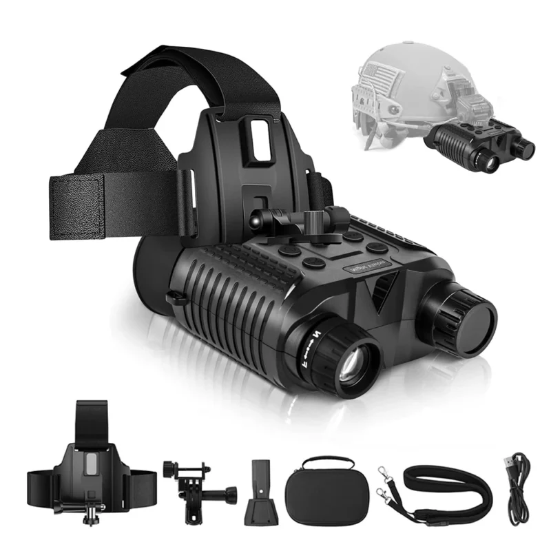 NV8160 Nachtzichtverrekijker voor volwassenen, op het hoofd gemonteerde tactische helm Nachtkijker 8X digitale zoom voor buitenjacht