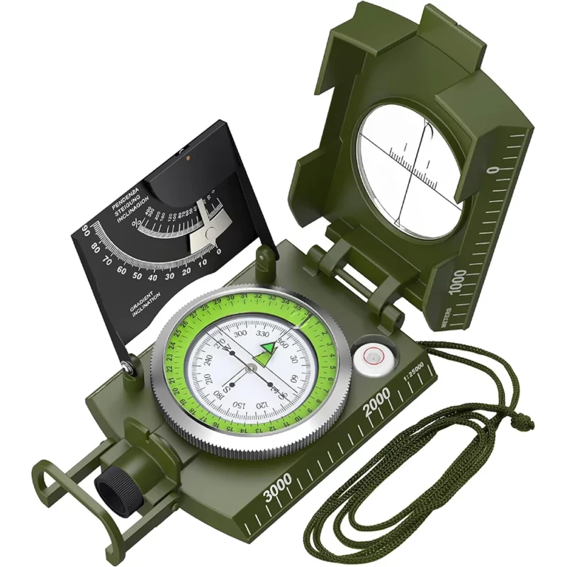 Multifunctioneel hoge precisie outdoor survival militair kompas kamperen waterdicht metaal met fluorescerend geologisch kompas